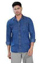 Divisive MenS Slim Fit Cotton Shirt (Dst94_M_Denim D Blue)