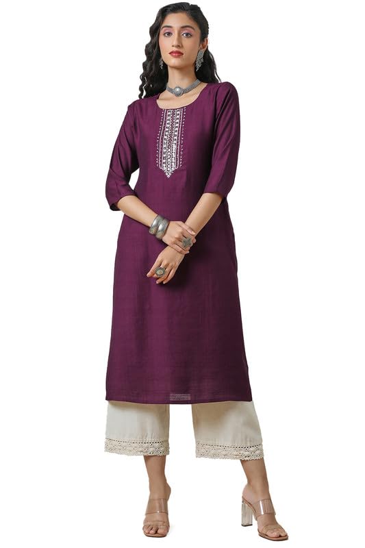 Soch Women'S Viscose Blend Regular Kurta (Ewa4Ku60782A_Wine