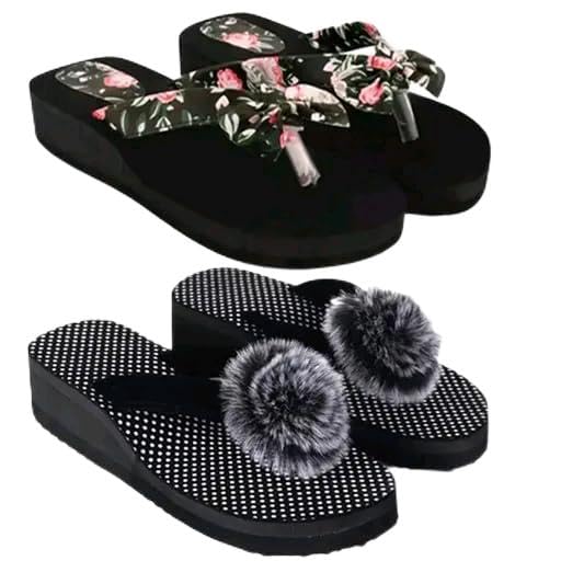 BoomBeauty Stylish flat heel slipper for Women(13combo midle greenbk flw336) 6