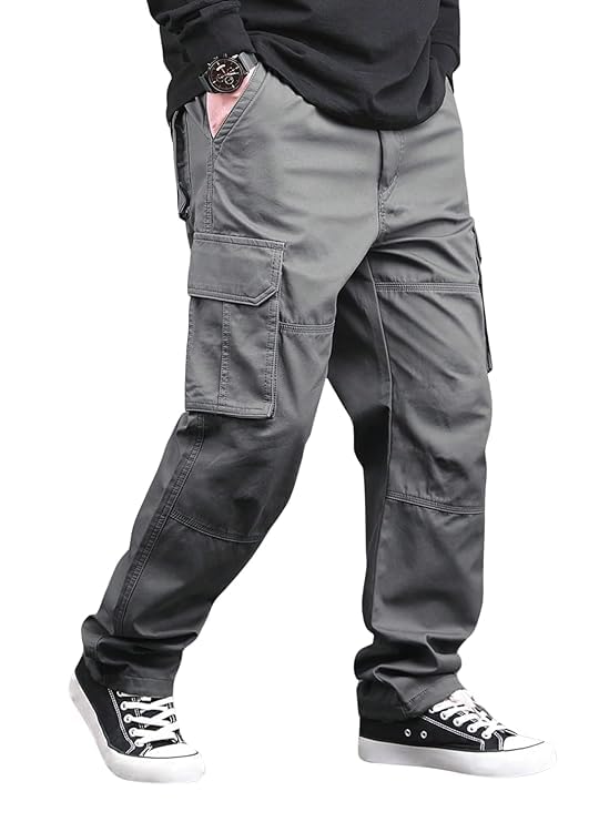 Derike Men Cargo Pants 100% Cotton | Relaxed Fit Utility Cargos For Men With 6 Pockets | Breathable Durable Fabric | Casual Stre 2
