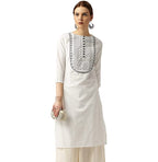 Lookmark Women'S Cotton Blend Embroidered Kurti || Kurta (K1109-M) White