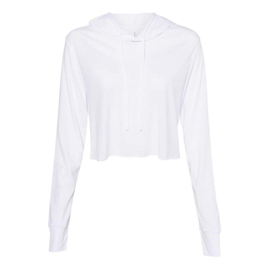 Ladies cropped Long Sleeve Hoodie T-Shirt - SOLID BLK TRBLND - S(D0102H7WEW8)