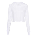 Ladies cropped Long Sleeve Hoodie T-Shirt - SOLID BLK TRBLND - S(D0102H7WEW8)