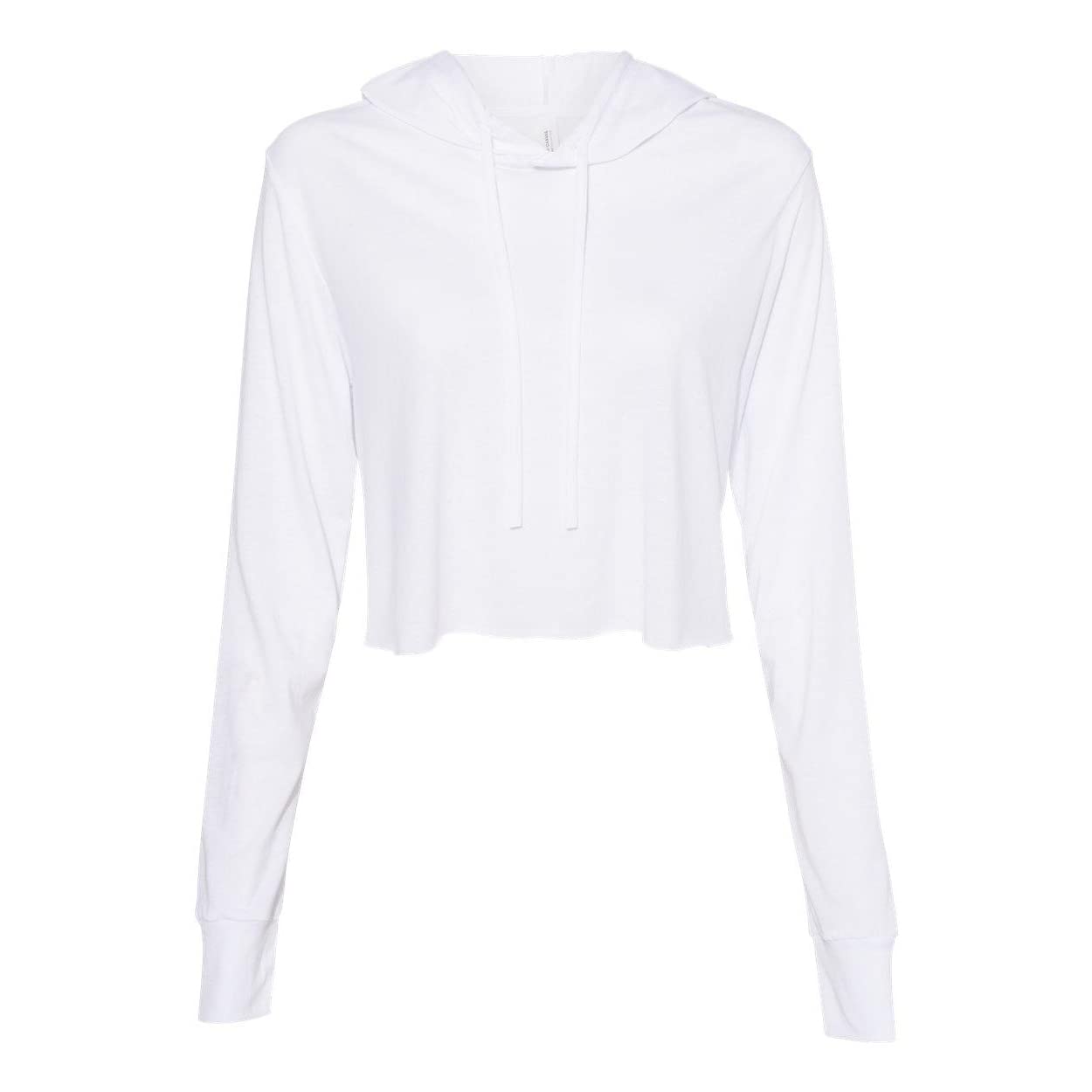 Ladies cropped Long Sleeve Hoodie T-Shirt - SOLID BLK TRBLND - S(D0102H7WEW8)
