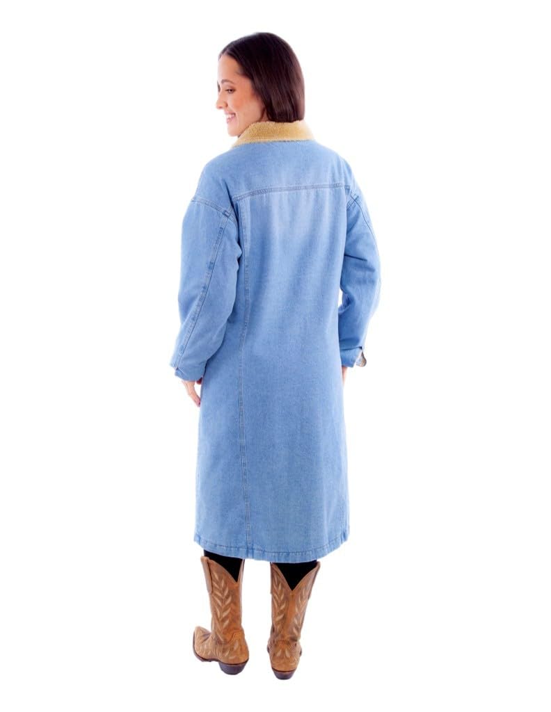 LONG DENIM JACKET W/SHERPA LINING