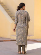 ANNI DESIGNER Womens Rayon Blend Printed Straight Kurta with Pant & Dupatta (VICE Grey-NW_XXL_Grey_XX-Large)