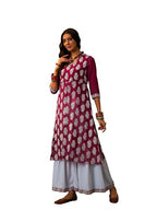 Ziyaa Women'S Pink Georgette Flare Kurta Sharara Set (Sgkugr4051Andsh