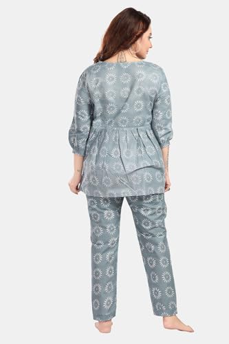 Fabme Women'S Motifs Print Grey Co-Ord Set