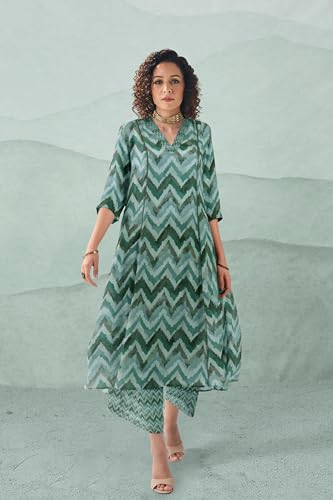 Toochki Dress For Women | Two Piece Dress For Women Long | Dress | Maxi Dress For Women | Dresses | Zig Zag Printed Dress | Cott