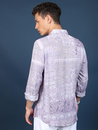 Ketch MenS Paisley Slim Fit Shirt (Khsh001683_Lavender
