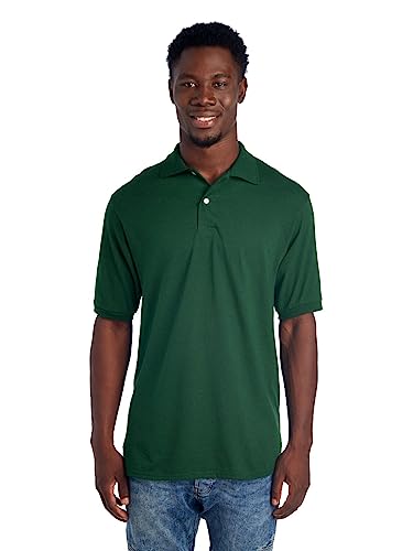 Jerzees Men's SpotShield 2 Button Rib Knit Polo Shirt_5XL_Forest Green