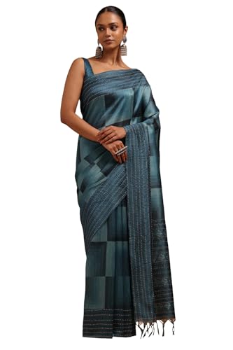 Soch Women Chanderi Geometric Print Saree with Thread Work