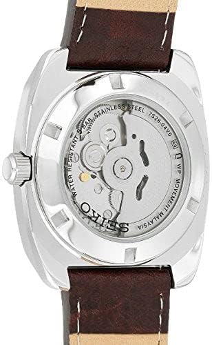 SEIKO SNKP27 Automatic Watch for Men - Recraft Series - Brown Leather Strap, Day/Date Calendar, 50m Water Resistant, Green Dial,