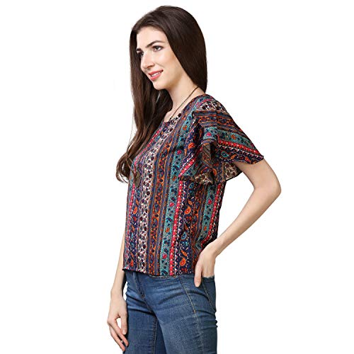 OOMPH! Womens Formal Crepe Tunic Top - Multicolor
