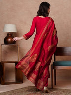 ANNI DESIGNER Womens Rayon Blend Solid Anarkali Kurta with Pant & Dupatta (Magic-RED-NB_5XL_Red_XXXXX-Large)