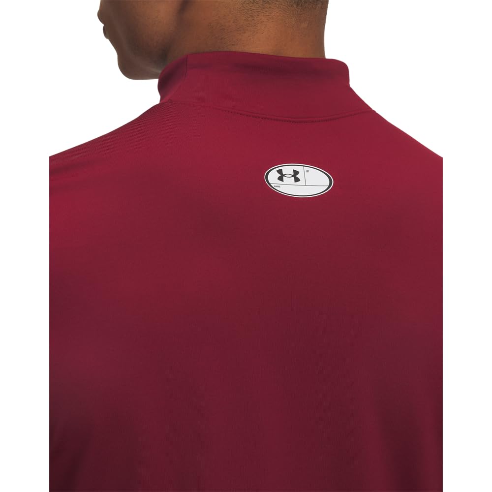 Under Armour Men's ColdGear Fitted Mock, Cardinal/White, XXL