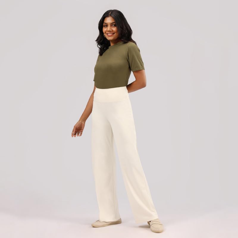 BlissClub Ultimate Wide Lite for Women Above 55 ft Tall | High Waist Trousers and Formal Pants for Office wear | Comfortable fi