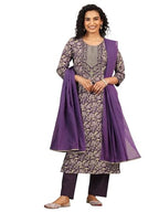 Libas Womens Yoke Design Cotton Straight Kurta With Trousers And Dupatta