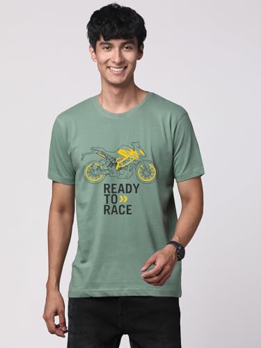 ADRO Mens Biker Design Printed 100% Cotton T-Shirt - Regular Fit, Printed T-Shirts for Men (RN24-KTM-PT_Pista_2XL)