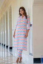 Lookmark Kurta Set: Sizzle With Ethnic Flair! Make Heads Turn With Our Vibrant Cotton Blend Printed Kurti Pant Sets! (Az-Lm-P6-K