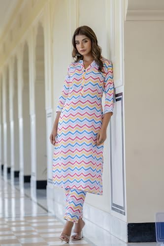 Lookmark Kurta Set: Sizzle With Ethnic Flair! Make Heads Turn With Our Vibrant Cotton Blend Printed Kurti Pant Sets! (Az-Lm-P6-K