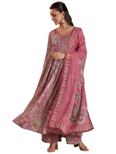 Libas WomenS Polyester Chiffon Printed Kurta Set (27667_Mauve