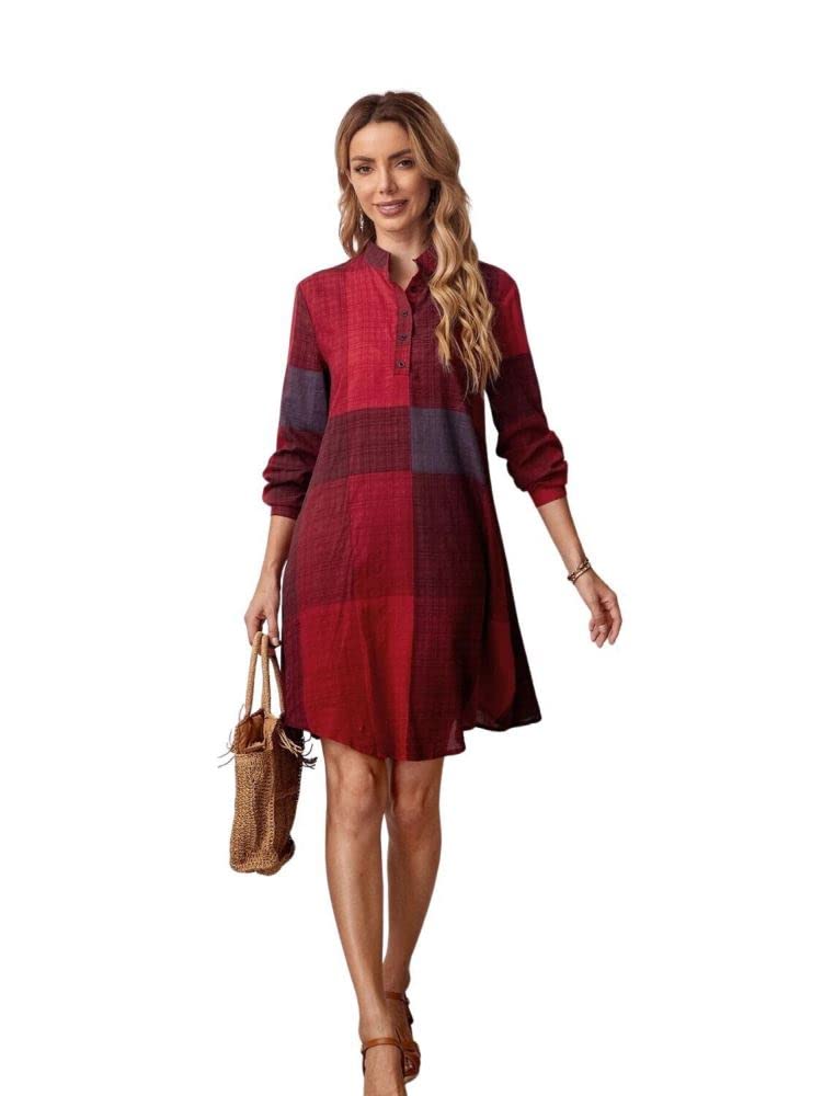 Om Sai Latest Creation Western Dress || Rayon Color Block Half Button Front Dress For Women || Long Cuff Sleeve & Stand Collared
