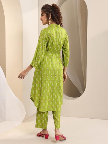 Libas Womens Printed Viscose Straight Kurta With Trousers