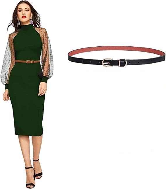 Starflyer Skinny Women Leather Belt For Dresses, Jeans, And Pants With Buckle  Thin Waist Patti Belt 28-40