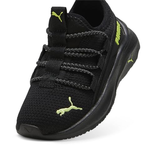 PUMA Softride ONE4ALL Slip ON Sneaker, Black-Lime Pow-Cool Dark Gray, 11 US Unisex Little Kid