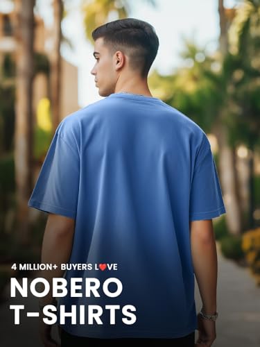 Nobero MenS Solid Oversized Fit T-Shirt (1M-Twrt-C0513_Marine