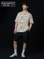 The Souled Store Peanuts: Characters Men and Boys Short Sleeves Collared Neck Button Front Off White All Over Printed Regular Fi