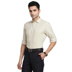 Turtle Men 100% Cotton Beige Solid Slim Fit Formal Shirts