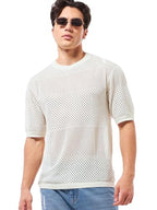 Bewakoof Mens Solid Oversized Fit Half Sleeve Round Neck 100% Cotton T-Shirt_644855_Beige_XL