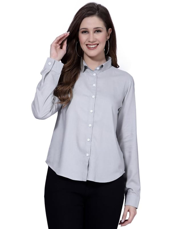 OOMPH! Regular Fit Formal Shirts for Women, Grey