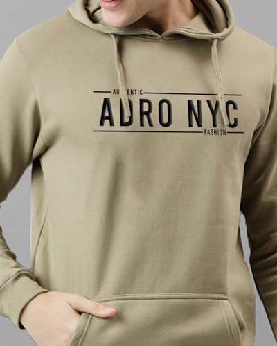 ADRO Men's Cotton Neck Hooded Sweatshirt (H24-ADRO-BE_Beige