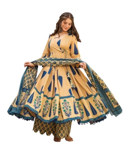 Wedani Rayon Anarkali Kurta Set for Women Blue