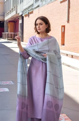 ANNI DESIGNER Womens Rayon Viscose Solid Straight Kurta with Pant & Dupatta (Paradise Purple_XXL_Purple_XX-Large)