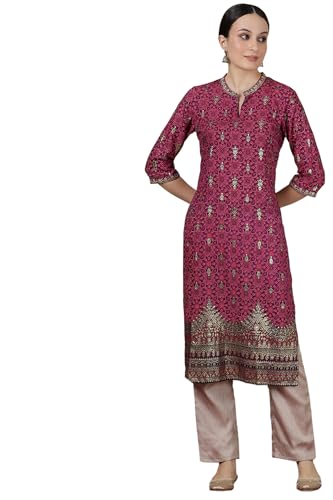 Aurelia WomenS Abstract Printed Straight Kurta | Band Collar Kurta For Women | Printed Kurta For Women | Beautiful Regular Fit K