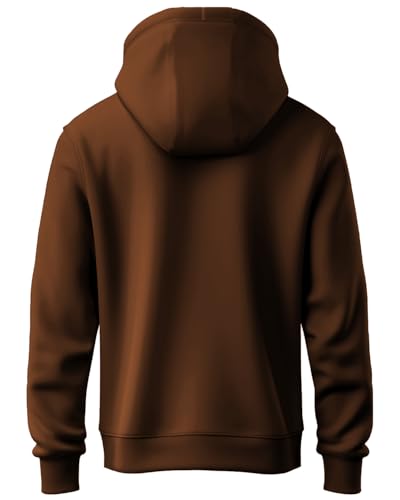 ADRO Men's Cotton Neck Hooded Regular Sweatshirt (H24-BR_Downtown Brown, Small