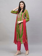 ANNI DESIGNER Womens Rayon Blend Straight Printed Kurta with Pant & Dupatta (Dollop Methi_XL_Green_X-Large)