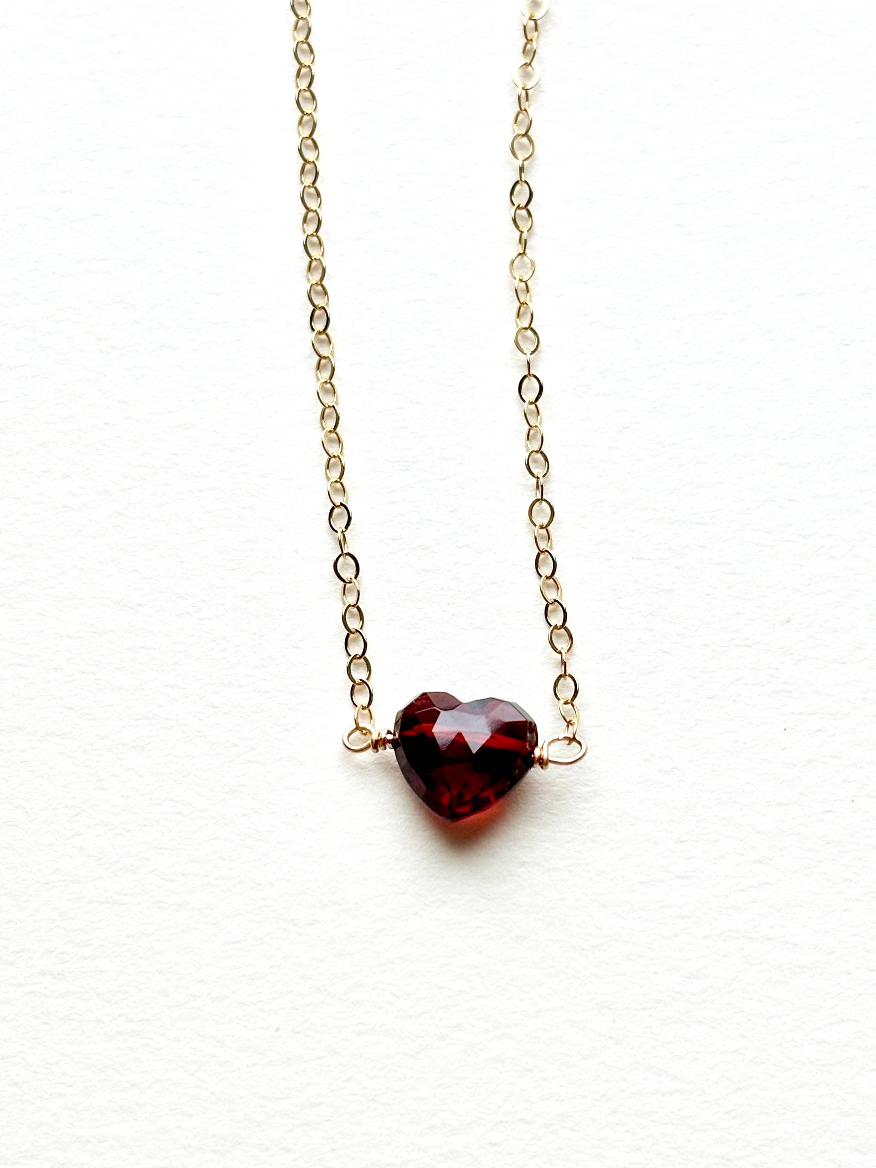 Garnet Heart Necklace