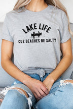Lake Life Cuz Beaches Be Salty Rowboat Graphic Tee T-Shirt