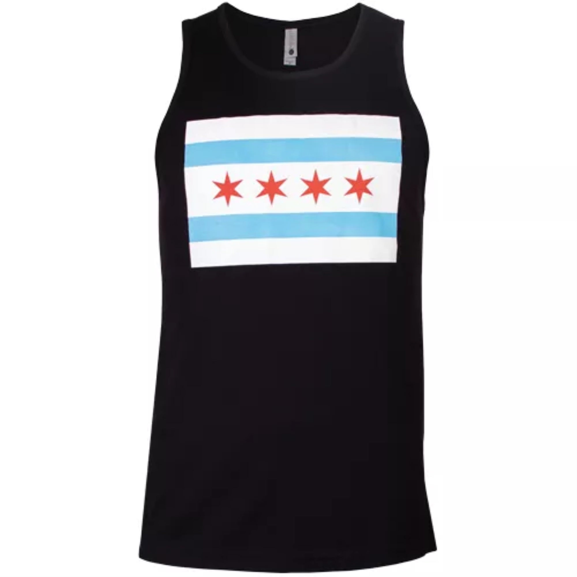 Mens Tank Top Black - Chicago Flag Large