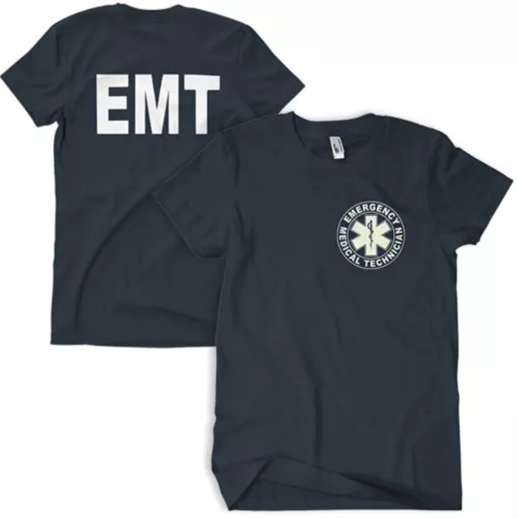 EMT T-Shirt Navy 2-Sided White Imprint - XL