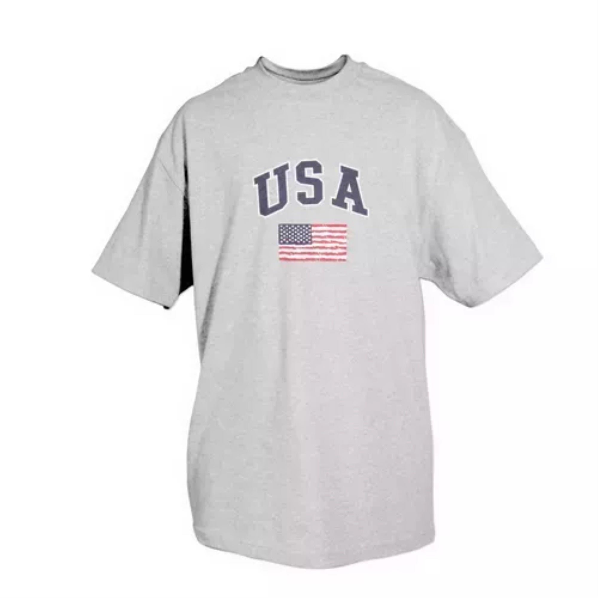 USA With Flag T-Shirt, Heather Grey 2XL