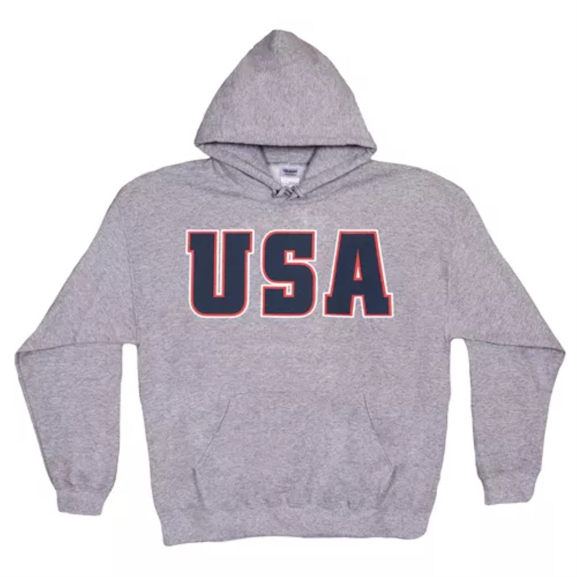 USA Flag Pullover/Hood Sweatshirt Grey - XL