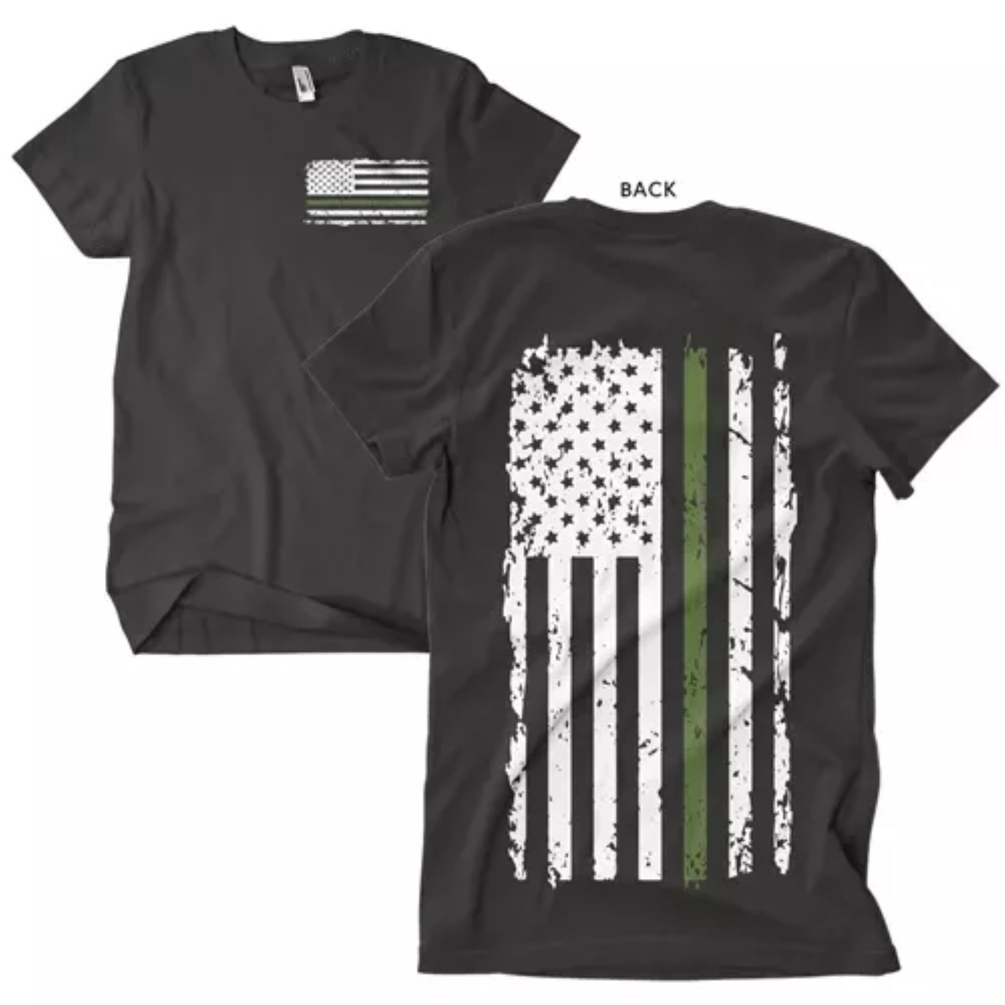 Vintage Green Line Men's T-Shirt Black - Small