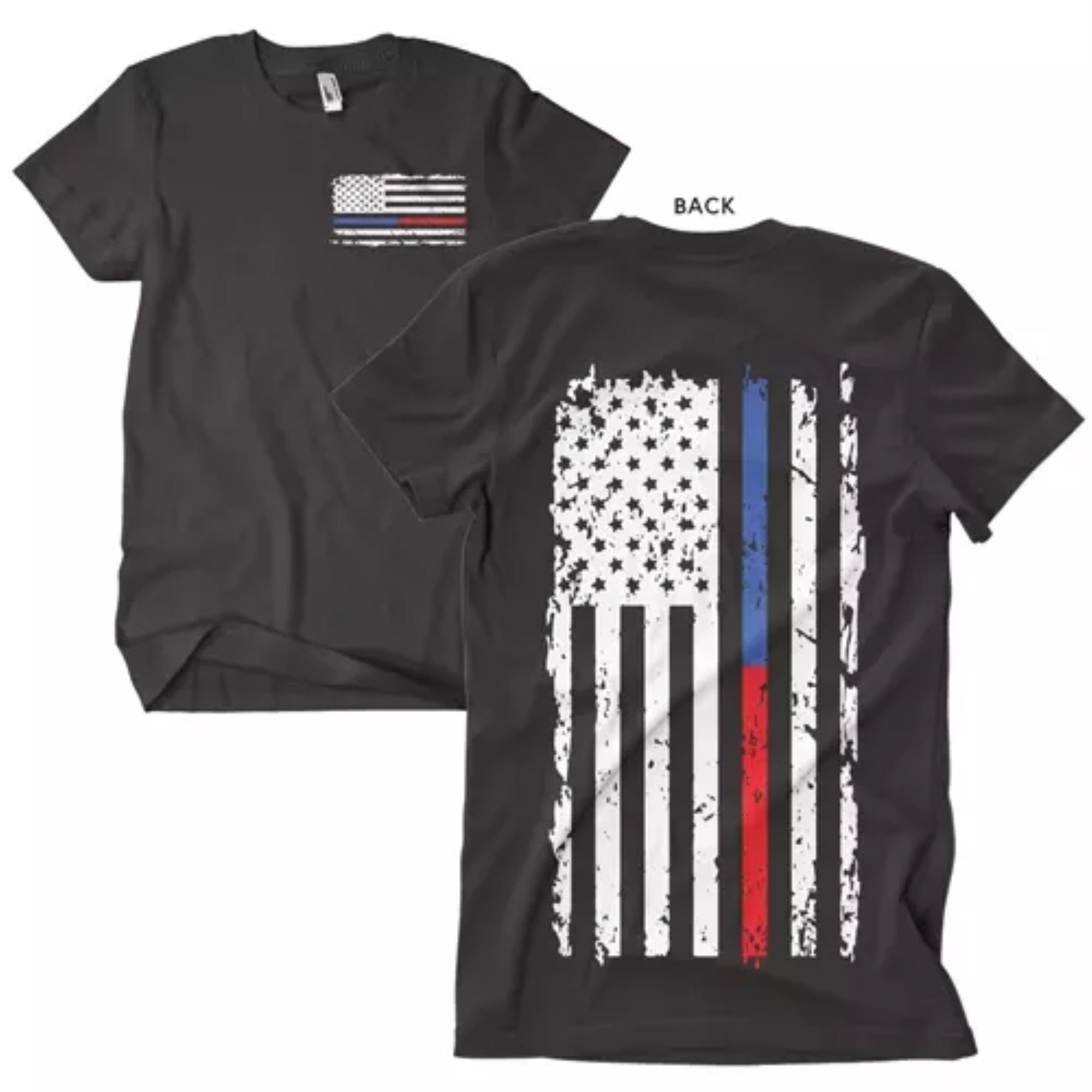 Vintage Blue & Red Line Men's T-Shirt Black - Small