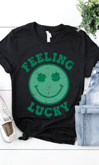 Retro DISTRESSED Feeling Lucky Smiley Tee T-Shirt PLUS